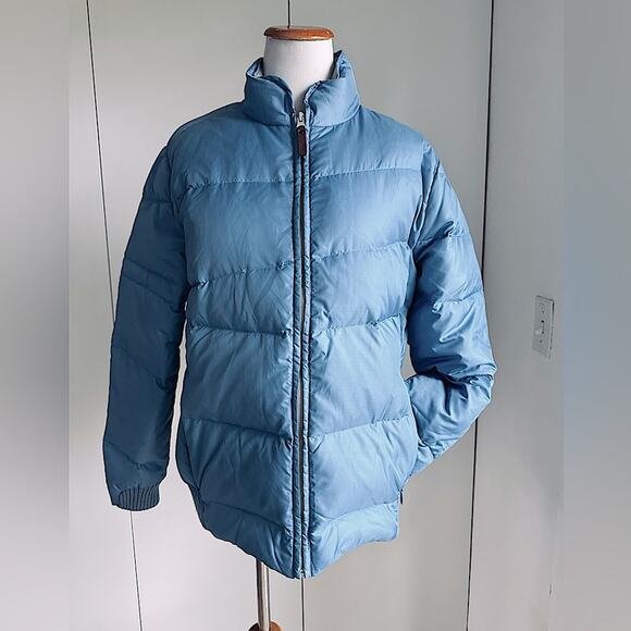 Woolrich Down Puffer Coat baby Blue Size Modern Large Vintage 90s - Picture 2 of 12